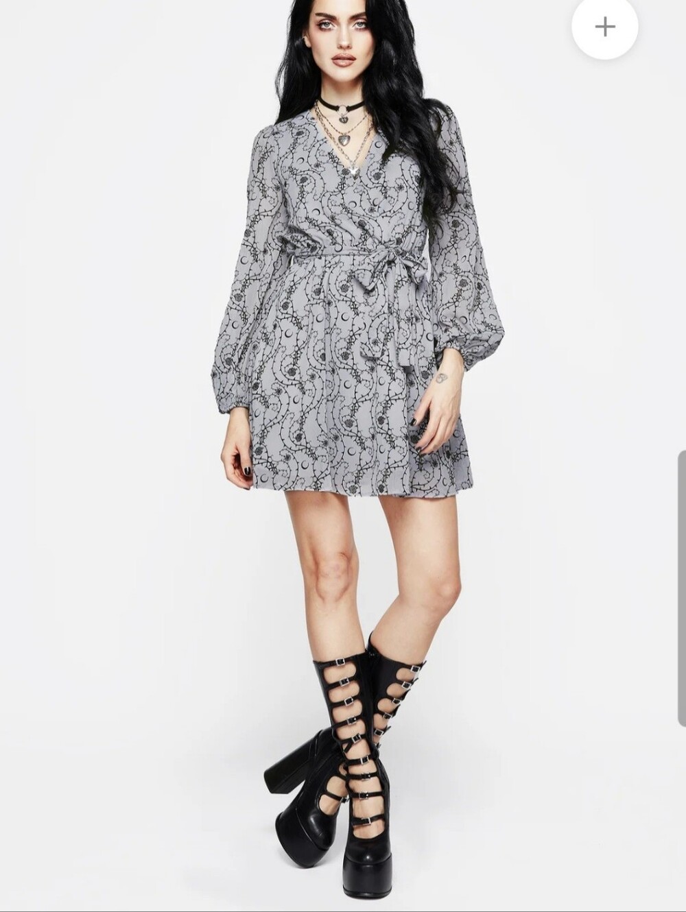 Rosethorn Flocked Velour Chiffon Faux Wrap Mini Dress Size 10 - Picture 11 of 13
